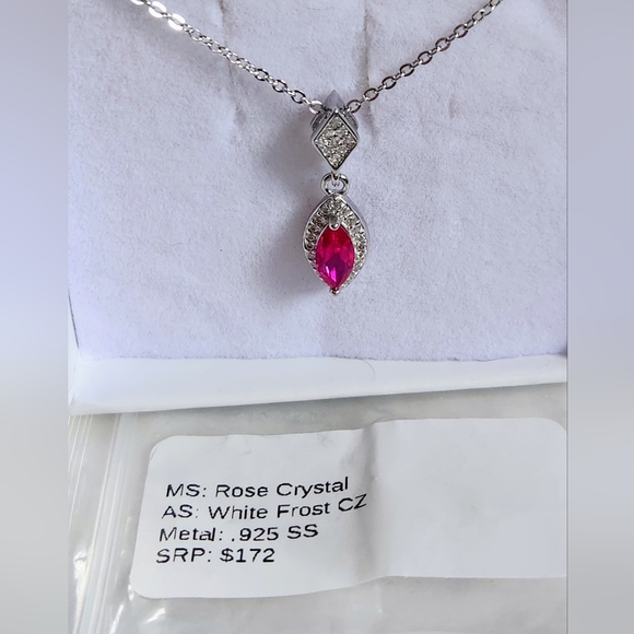 NWT Ryze Rose Crystal White Frost Cubic Zirconia .925 Sterling Silver Necklace - Picture 7 of 7